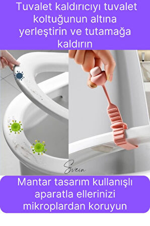 2 Adet Klozet Kapağı Kaldırma Hijyen Aparatı Tutucu Mantar Tasarım Silikon Esnek Pratik Banyo İçin