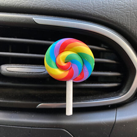 Lolipop Şeker Figürlü Klima Havalandırma Izgara Süsü Klips Oto Kokusu Mavi Kırmızı