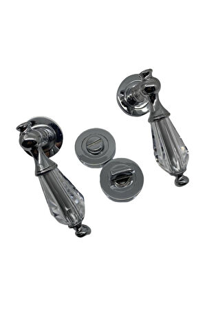Topkapı Kristal Krom Rozetli Wc Kapı Kolu