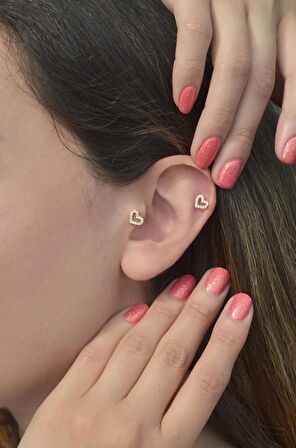Gold Kalp Piercing Tragus Helix Kıkırdak