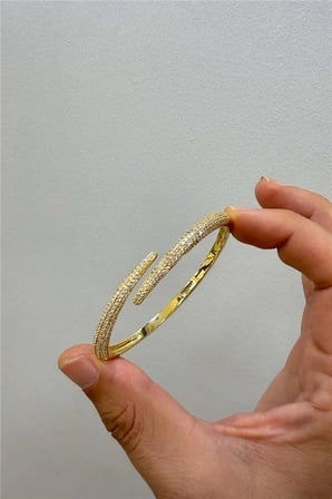 14 K Renk Vip Zirkon Taşlı Kelepçe