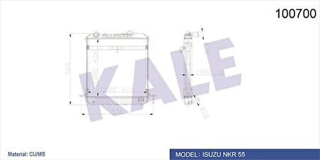 Kale 0012042PA Motor Radyatörü 2 Sıra Rekord Çerçeveli Bakır Isuzu NKR55 Nkr71 100700 0012042PA