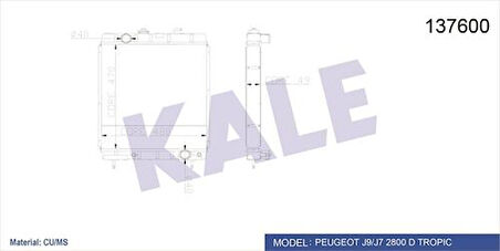 Kale 0404052PA Motor Radyatör J9 YM Tropık 2 Sıra P60102