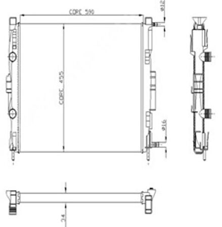 Kale 0520231AB Motor Radyatörü Megane II Scenic 1.5DCI 1.4 1.6 2.0 16V 590x453x34 1 Sıra Alb Sistem 8200357536