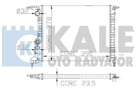 Kale 0527272AL Motor Radyatör Renault 19 Clio 1.2I 1.4 Rn Rnt Rt Mekanik Klimasız 2 Sıra Al Pl 390x378x23.5 7701034770