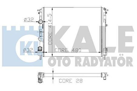 Kale 0528312AL Motor Radyatörü Clio II Kangoo 1.2 8V Mekanik Klimalı 480x414.5x28 2 Sıra Al Pl Sistem 7700430784