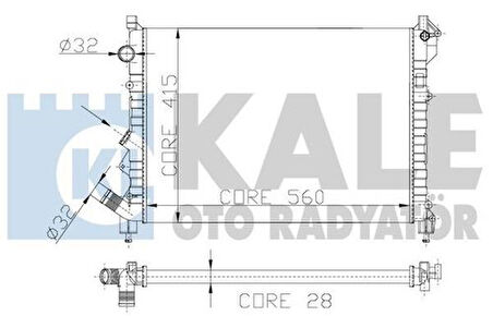 Kale 0529292AL Motor Radyatör Laguna 2.0 2.0Rt RXe 1.8 Rn Rt RXe Espace Mekanik Klimasız 2 Sıra Al Pl 560x414.5x28 7701038237