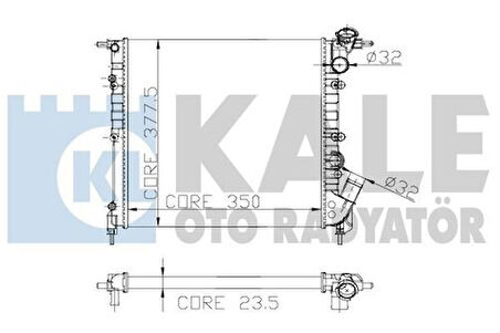 Kale 0532322AL Motor Radyatör Clio 1.1 Mekanik Klimasız 2 Sıra Al Pl 350x377.5x23.5 7701412006