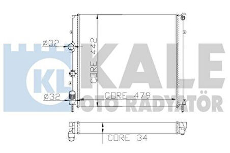 Kale 0534351AB Motor Radyatörü Kangoo 1.5DCI 1.9 Express 1.9 F8Q Klimasız 479x442x34 1 Sıra Alb Sistem 7700312858