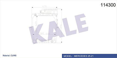 Kale 0906102PA Motor Radyatörü 2521 1821 Kamyon (2 Sıra Pa Gb) A3715017301