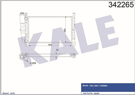 Kale 342265 Motor Radyatörü Uno 70 1.4 520x322x34 7075124