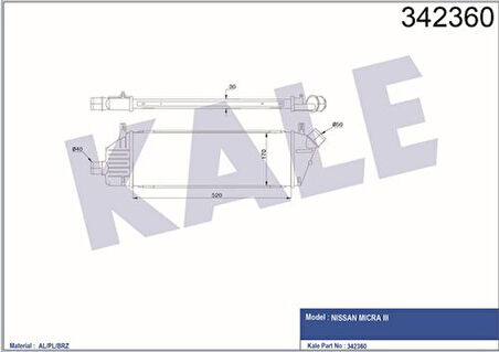 Kale 342360 Turbo Radyatörü Intercooler Nissan Micra K12 1.5 DCI 2003 2009 14461AY600