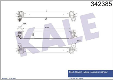 Kale 342385 Turbo Radtatoru Laguna III Latitude 1.5DCI 2.0DCI 144610001N