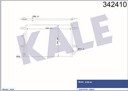 Kale 342410 Klima Radyatörü A4 A6 1.9 TDI 00-04 ALZ Bfb Avb Bbj 8E0.260.403