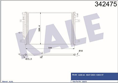 Kale 342475 Klima Kondenseri Audi Audi A4 Seat Exeo-Exeo St Al-Al 8E0260403T