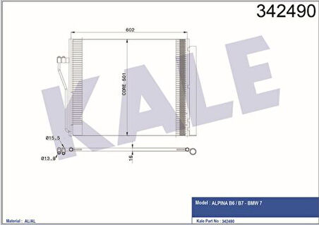 Kale 342490 Klima Radyatörü BMW F01 F02 F03 F03 9389418