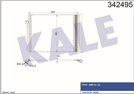 Kale 342495 Klima Radyatörü BMW N57N M57N2 E70 E71 F15 F15 64509239992