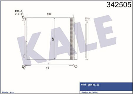 Kale 342505 Klima Radyatörü BMW S63 N63 E70 E71 F15 F16 G05 G05 64509239944