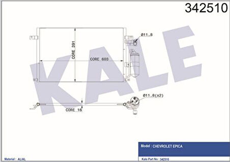 Kale 342510 Klima Radyatörü Epica 2.0 2.5 05 96471946