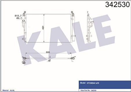 Kale 342530 Klima Kondenseri Hyundai Ix55-Veracruz Al-Al 976063J100
