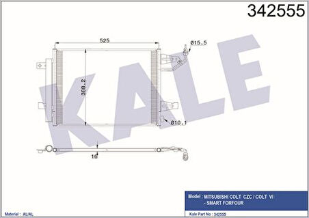 Kale 342555 Klima Radyatörü Mitsubishi Colt 2004-2012-Smart Forfour 454 04-05 MR568975