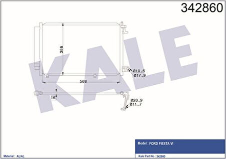 Kale 342860 Klima Radyatörü Fiesta VI 1.25 1.4 16V 1.4TDCI 08- 1526277