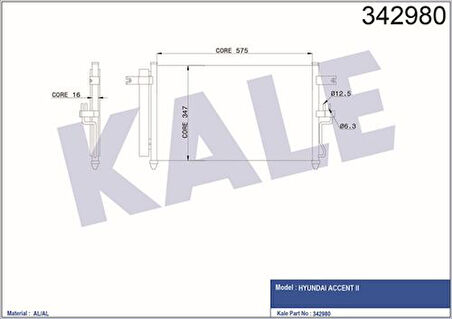 Kale 342980 Klima Radyatörü Accent Admire 1.5 Dizel 03-06 3 Silindir 9760625800