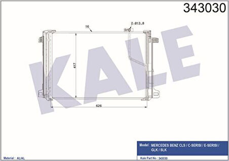 Kale 343030 Klima Radyatörü Mercedes X204 W204 S204 C204 C218 W212 A207 C207 2045000254