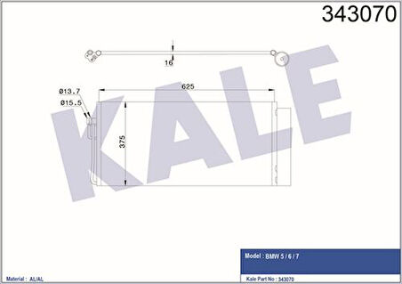 Kale 343070 Klima Radyatörü BMW E60 E65 M57 N57 N66 64509122827