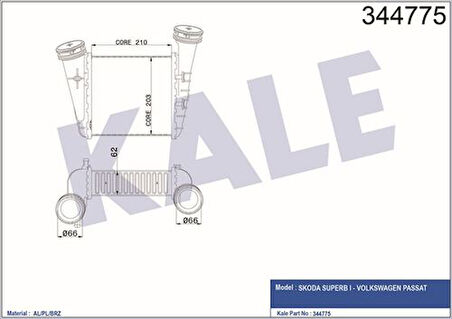 Kale 344775 Turbo Radyatörü Passat 2.5TDI BDH BAU BDG 03-05 Superb 2.5TDI BDG 02-07 3B0.145.806