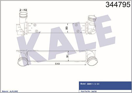 Kale 344795 Turbo Radyatörü BMW N47 M47 N2 E81 E87 E90 E83 17512468100