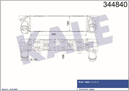 Kale 344840 Intercooler Radyatörü BMW B47 N57 N47 F20 F30 F32 F34 F36 F21 17517600532