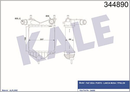 Kale 344890 Turbo Radyatörü Punto Idea 1.2 46836770