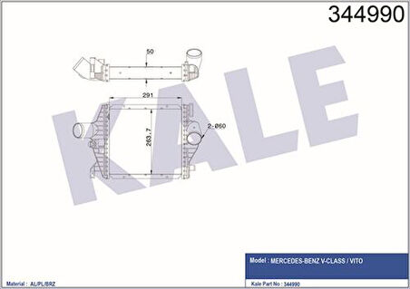 Kale 344990 Turbosarj Radyatörü V-Class W638 2 96-03 Vito W638 97-02 6385012301