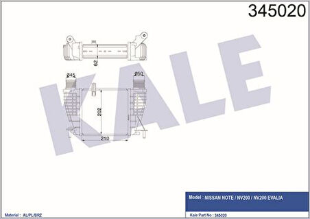 Kale 345020 Turbo Radyatörü Intecooler Nissan Note 1.5 DCI 2006 2011 14461-9U20A