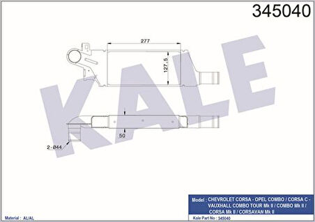 Kale 345040 Turbo Radyatörü Corsa C Combo C 24427069