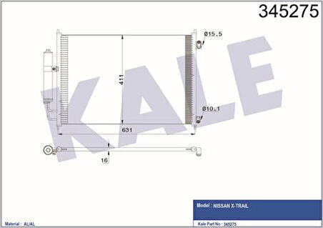 Kale 345275 Klima Radyatörü Nissan XTrail Benzinli Dizel 2007- 92100JG000