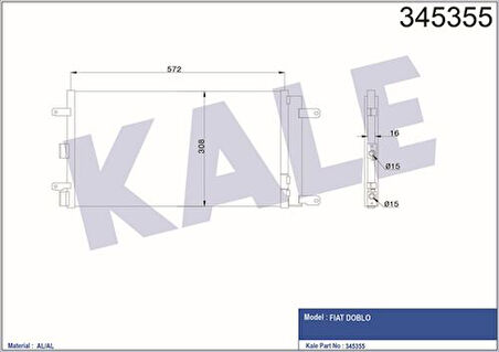 Kale 345355 Klima Radyatörü Kondanser Doblo 1.4 1.6 16V 01- 51758873
