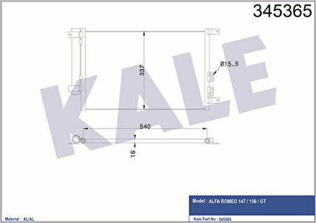 Kale 345365 Kondenser Al Al Alfa 147-156-Gt 60668109