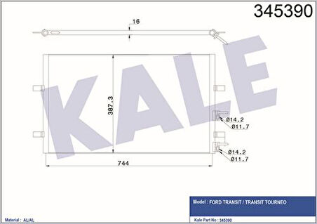 Kale 345390 Klima Radyatörü Transit V347 V348 2.2TDCI 100Ps 120Ps 130Ps 2.4TDCI 100Ps 115Ps 140Ps 07- 6C1119710AC