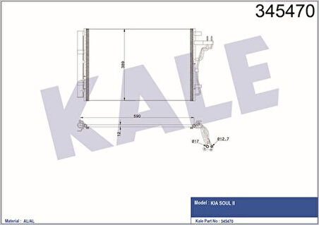 Kale 345470 Klima Radyatörü Kondanser Komple Kia Soul 2014- 97606B2000