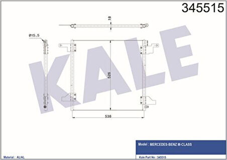Kale 345515 Klima Radyatörü Mercedes ML-Serisi W163 98 05 1638300070