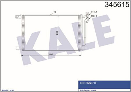 Kale 345615 Klima Radyatörü BMW E46 X3 E83 Dizel 64538377648