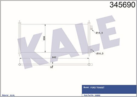 Kale 345690 Klima Radyatörü Kondanser Transit V184 2.0TDCI 2.4 TDCI 00-05 MEYC1H19710BB