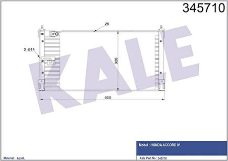 Kale 345710 Klima Radyatörü Honda Accord 2.0 2.2 1990 1993 80100SM1A23