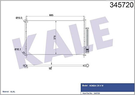 Kale 345720 Klima Radyatörü Honda CRV 2.2 2.4 2012- 80110T0AA01