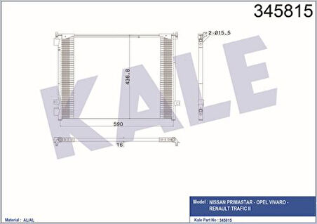 Kale 345815 Klima Radyatörü Kondanser Trafic II Vivaro 1.9 2.1 8200465490