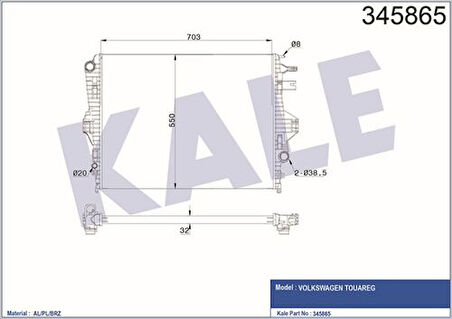 Kale 345865 Motor Su Radyatörü Touareg 4.2 V8 FSI TDI 10- 58737-1J000