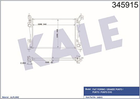 Kale 345915 Motor Radyatörü Grande Punto Punto Evo 1.2 1.4 05- 51864284