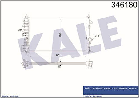 Kale 346180 Motor Radyatörü Malıbu Insignia Saab 9 4 1300291